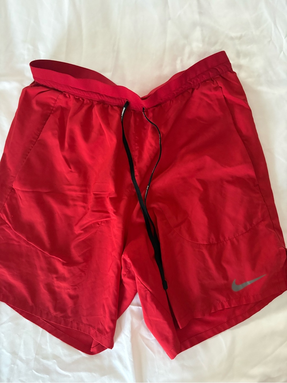 Nike Red Athletic Training Shorts with Reflective Swoosh